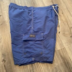 Polo Ralph Lauren Swim Trunks Shorts Beachwear Swimwear Blue Nylon Pull On Large
